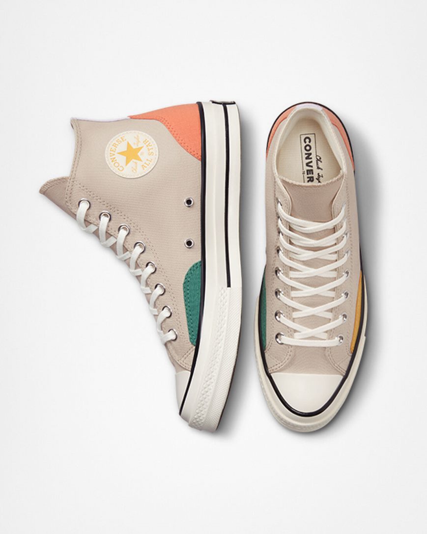 Dámské Boty Vysoké Converse Chuck 70 Color Block Béžový Zelene Oranžové | CZ TFGQ06